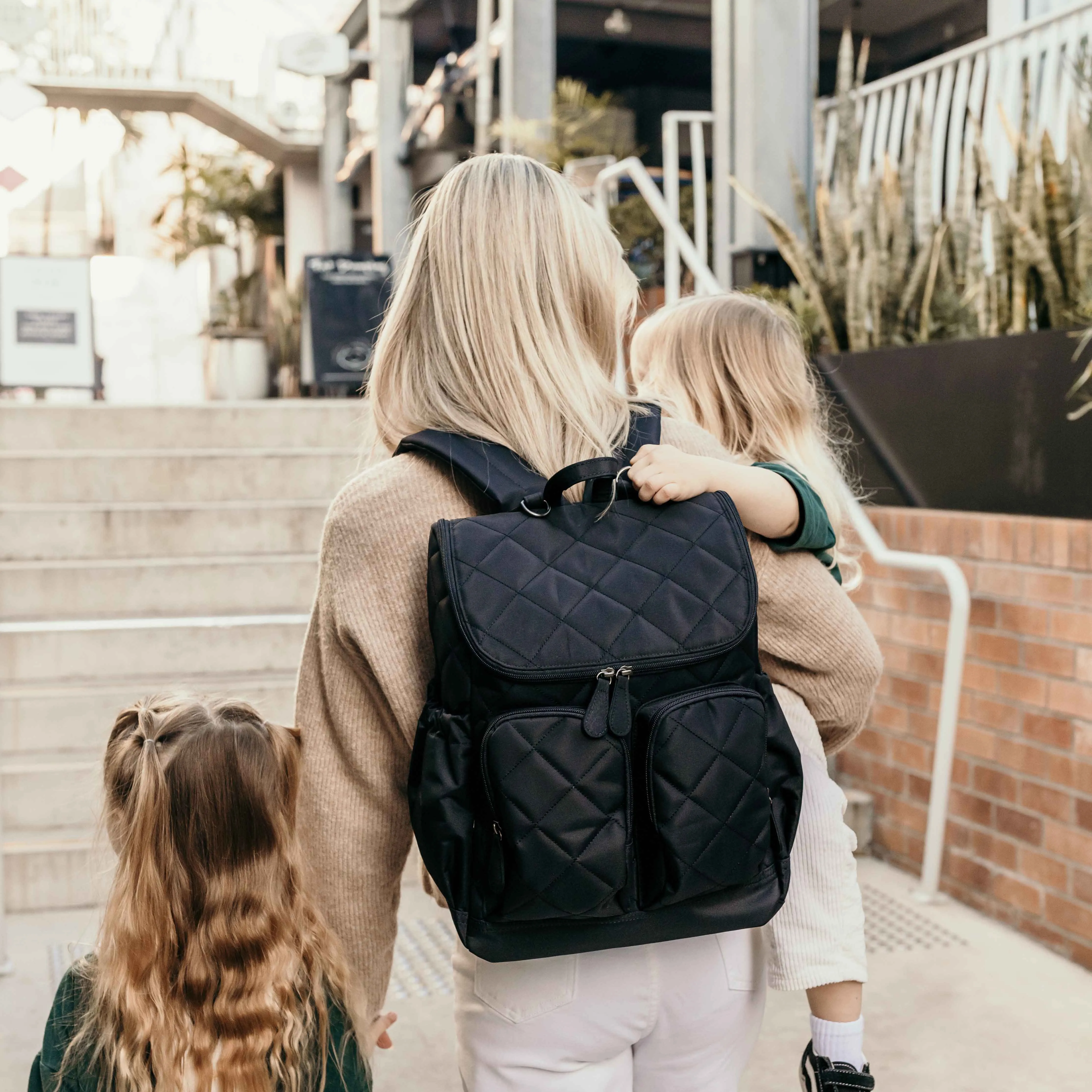 Oioi Signature Diaper Backpack - Black Diamond Quilt