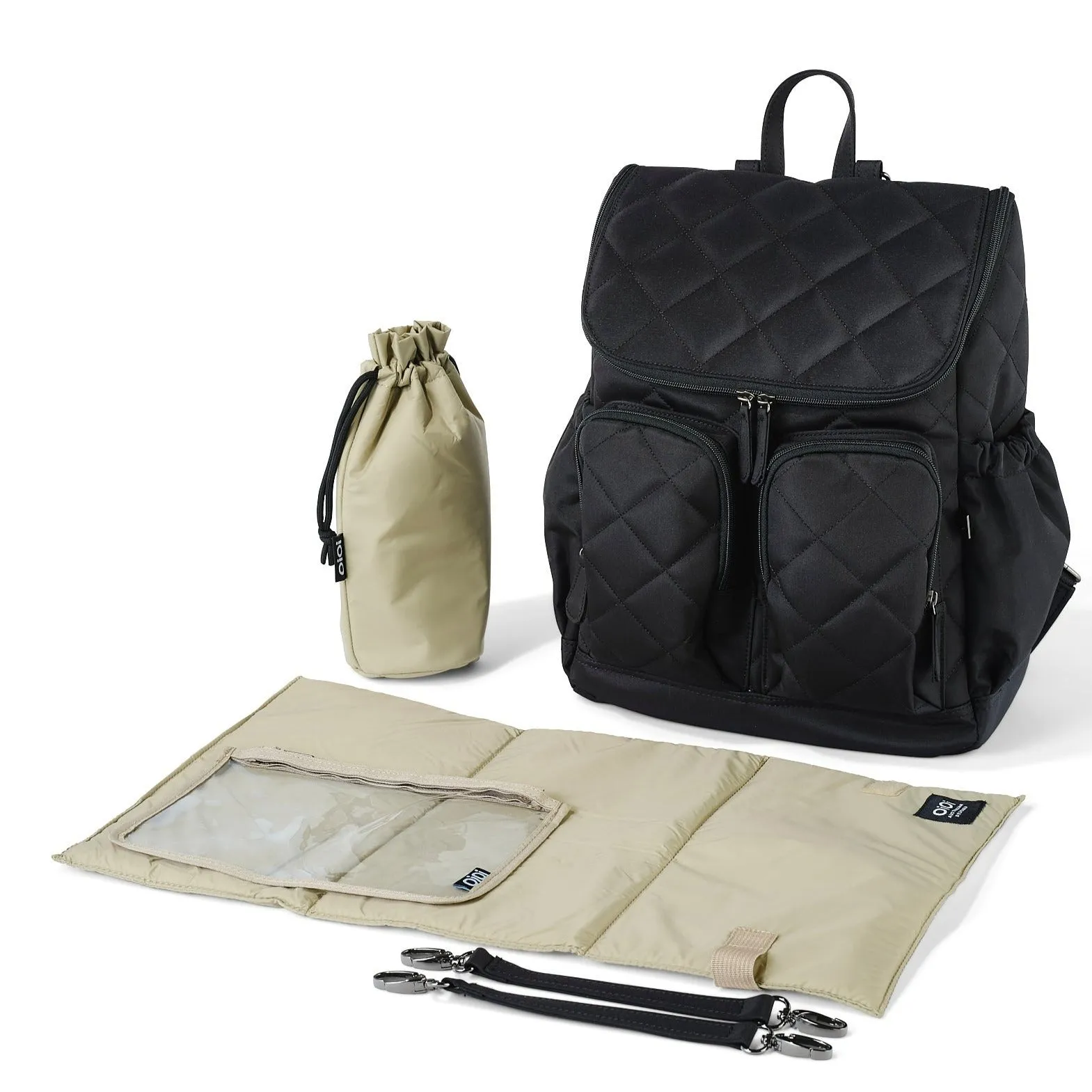 Oioi Signature Diaper Backpack - Black Diamond Quilt
