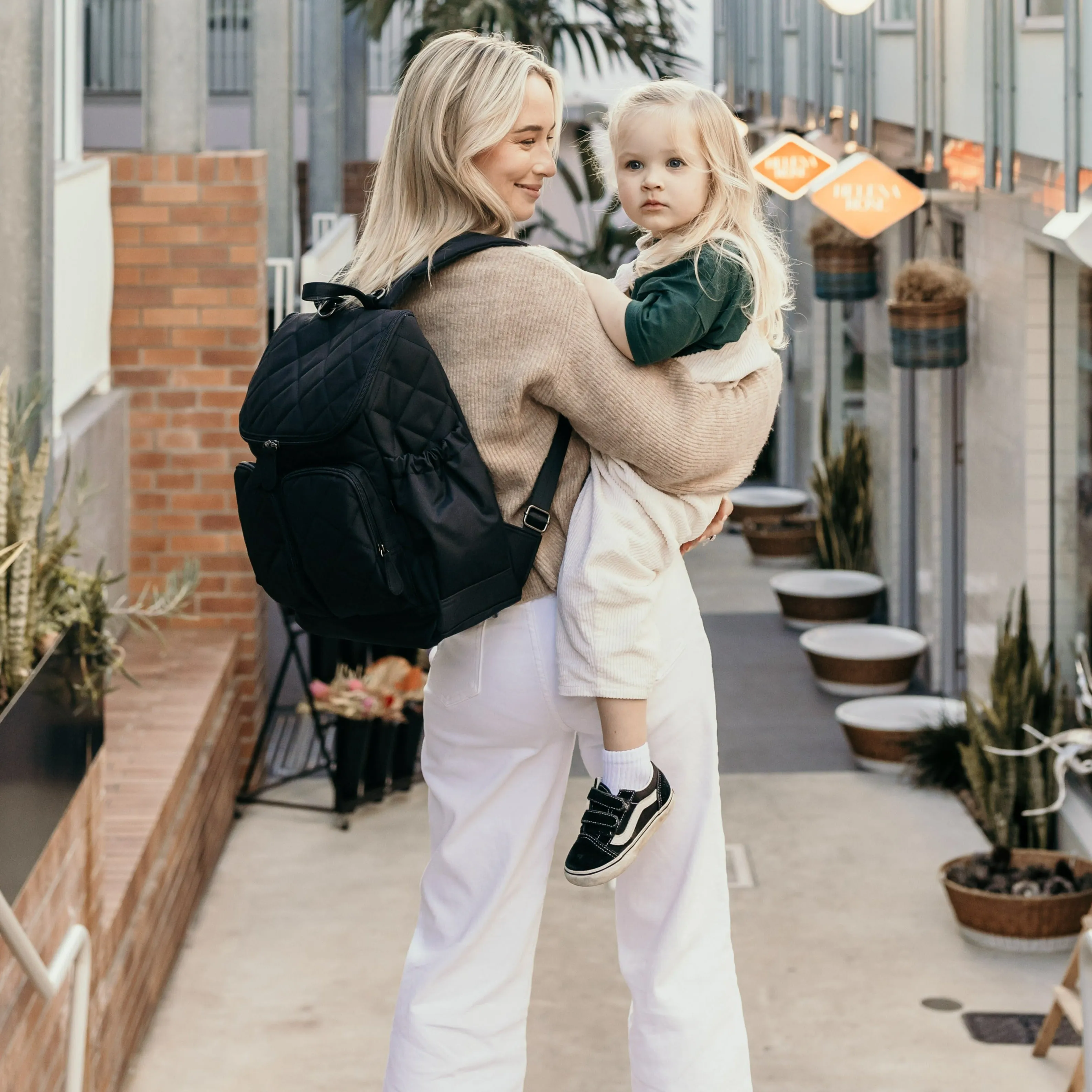 Oioi Signature Diaper Backpack - Black Diamond Quilt