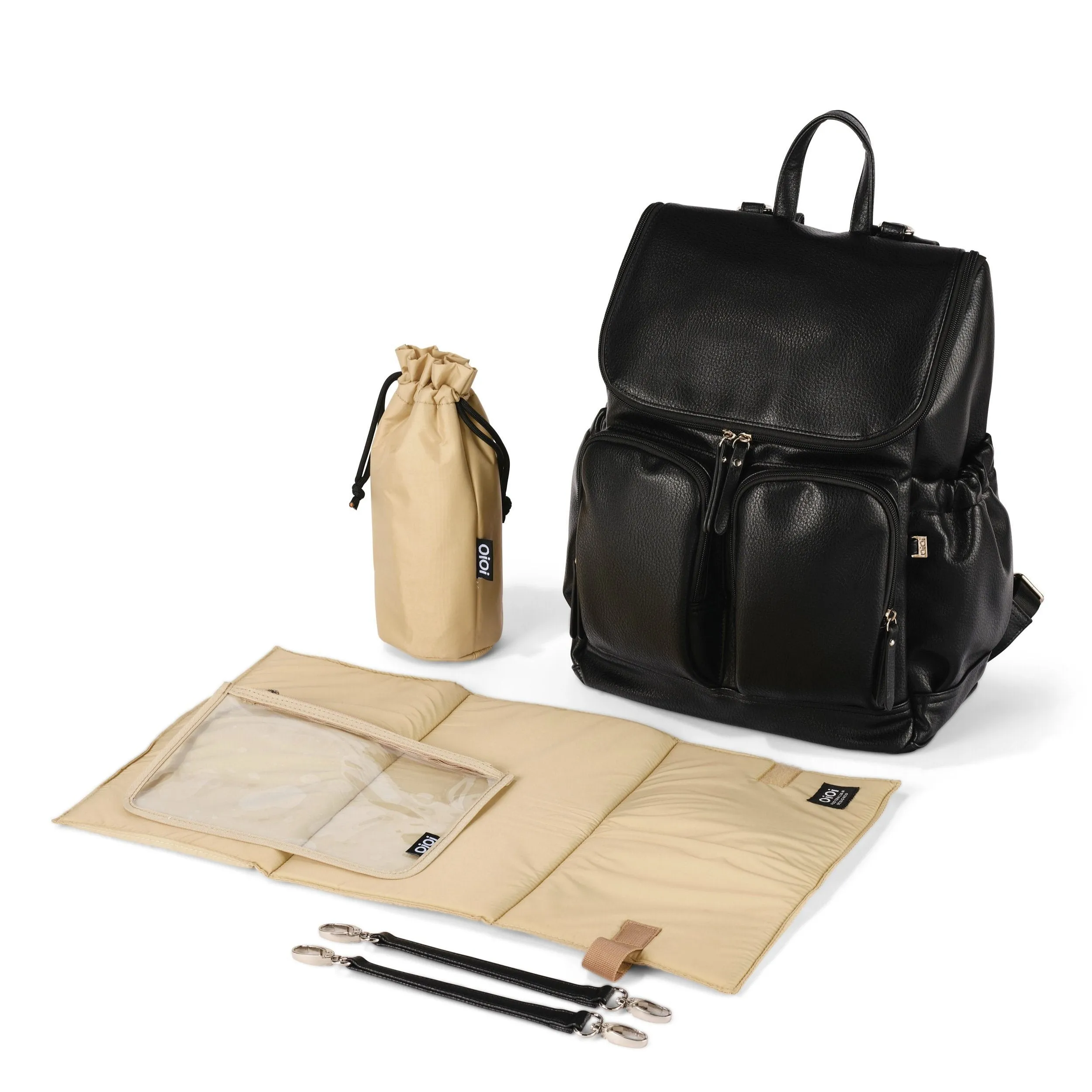 Oioi Signature Diaper Backpack - Black Dimple Vegan Leather
