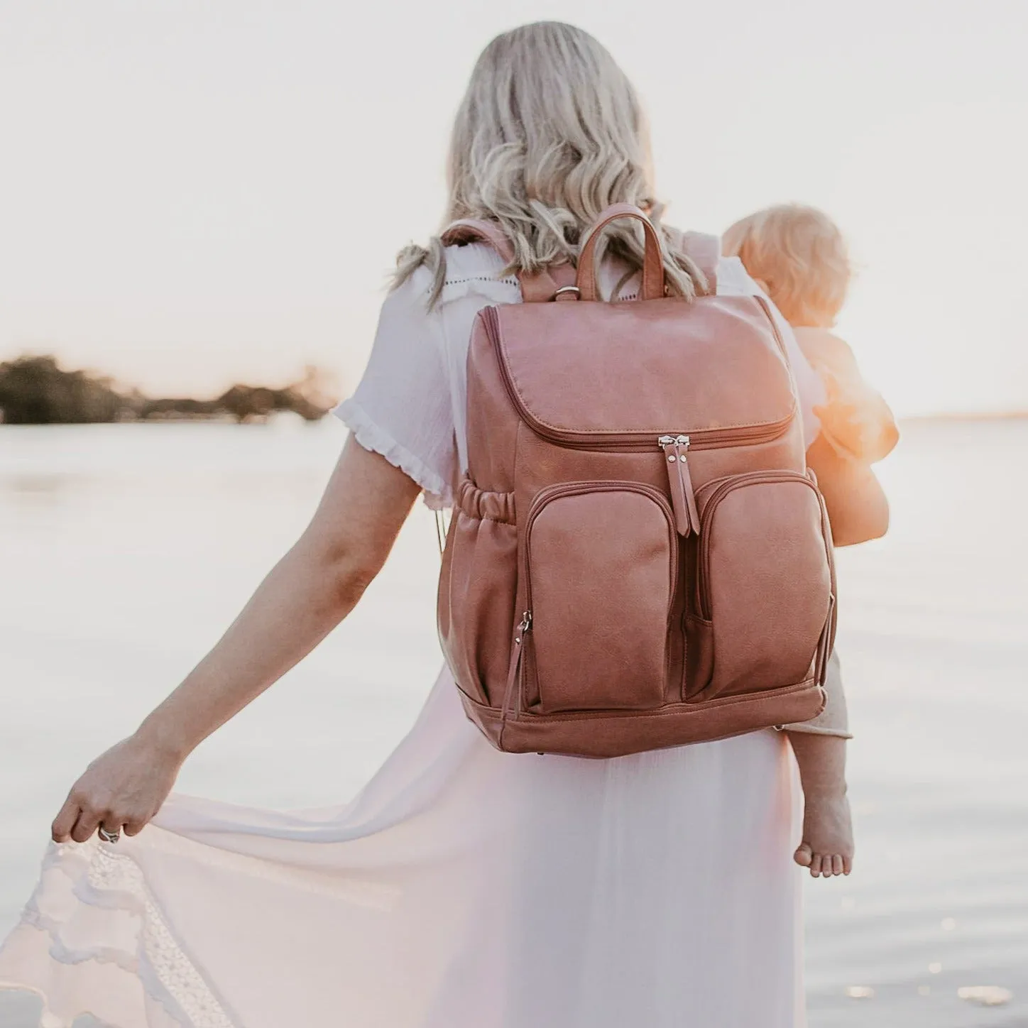 Oioi Signature Diaper Backpack - Dusty Rose Vegan Leather