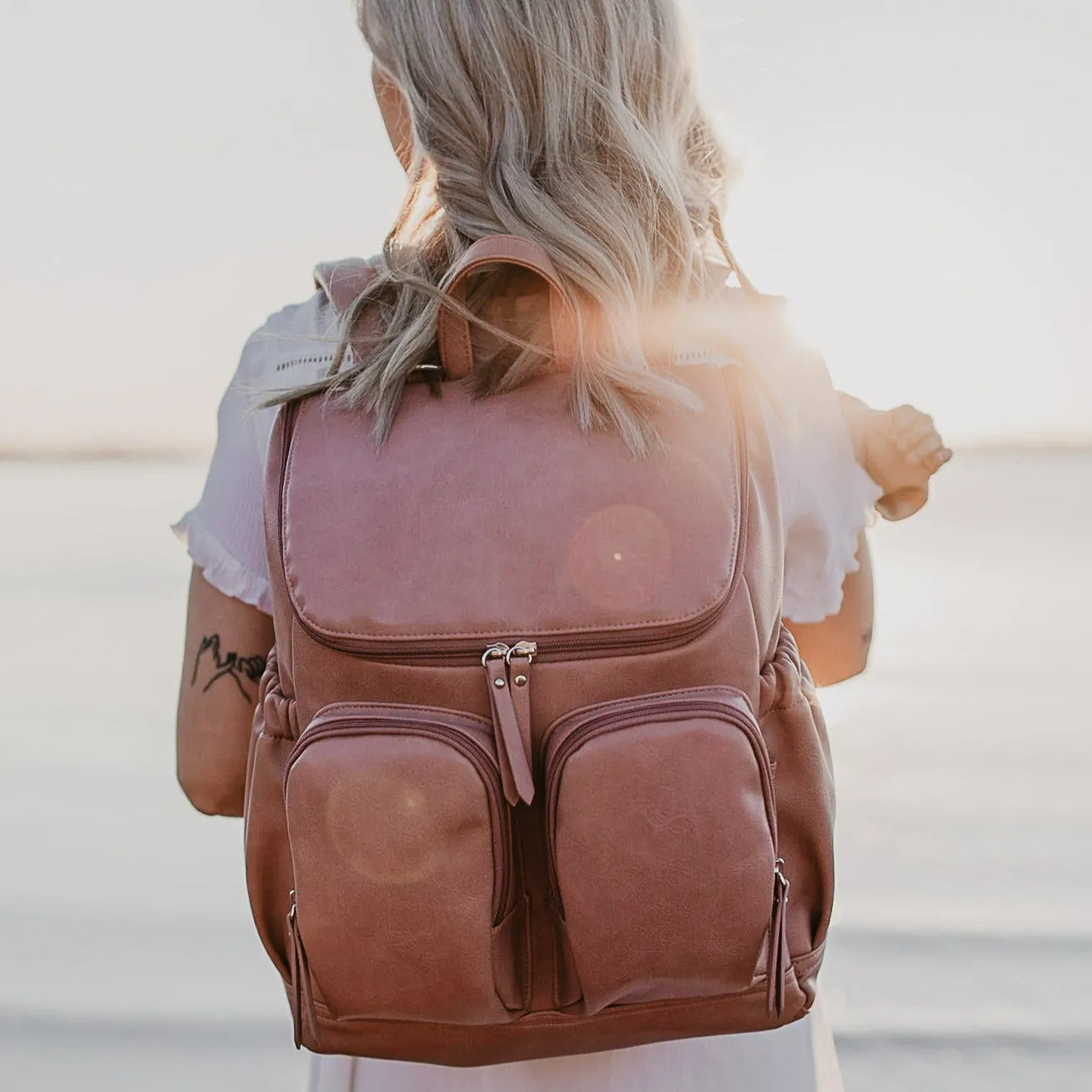 Oioi Signature Diaper Backpack - Dusty Rose Vegan Leather