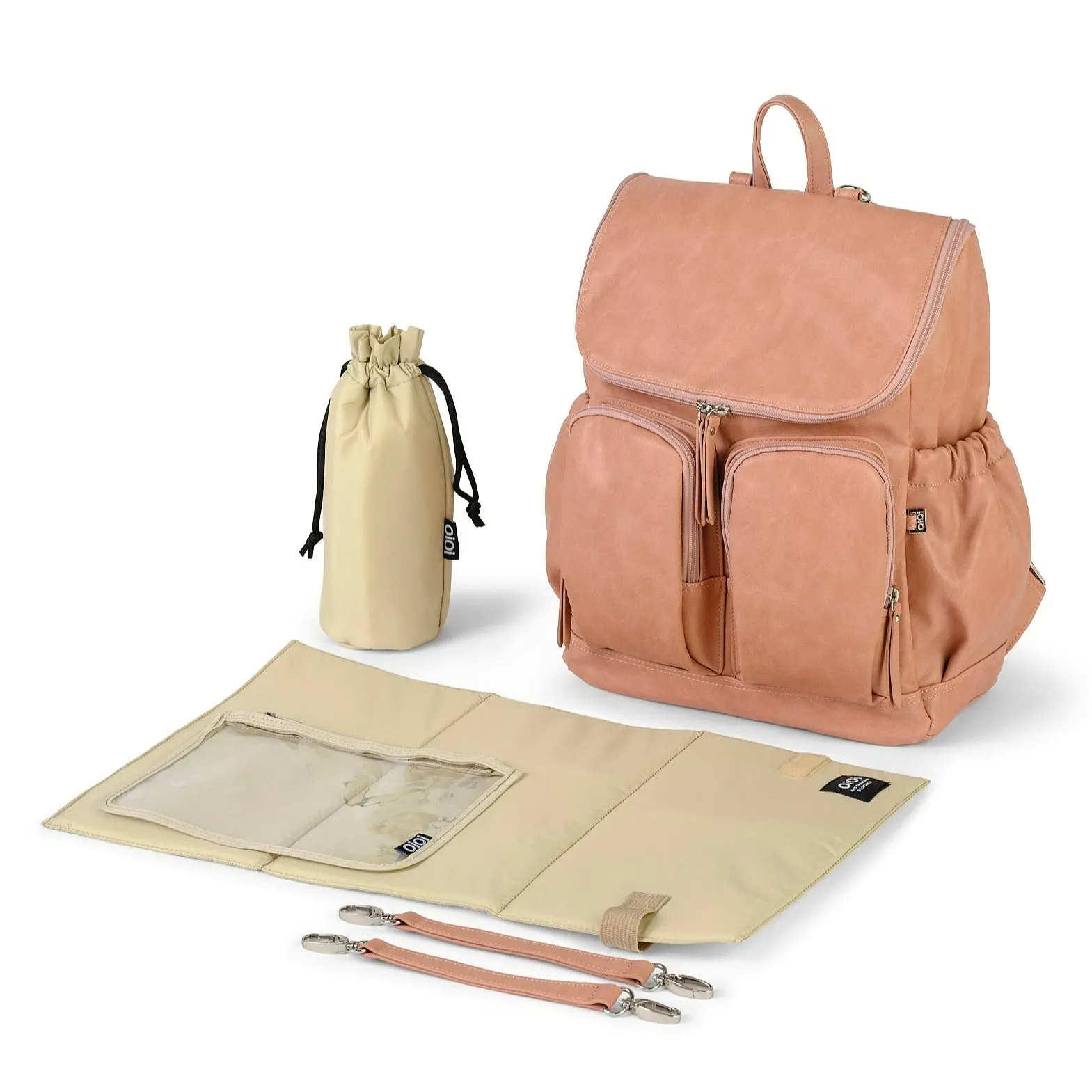 Oioi Signature Diaper Backpack - Dusty Rose Vegan Leather