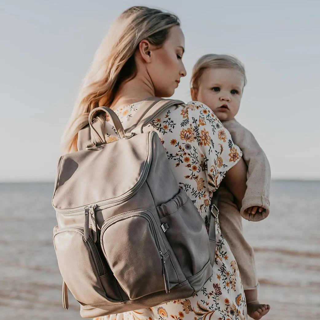 Oioi Signature Diaper Backpack - Taupe Vegan Leather