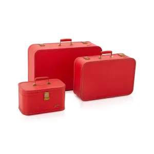 Set of 3 Mid Century Red Starline Suitcases