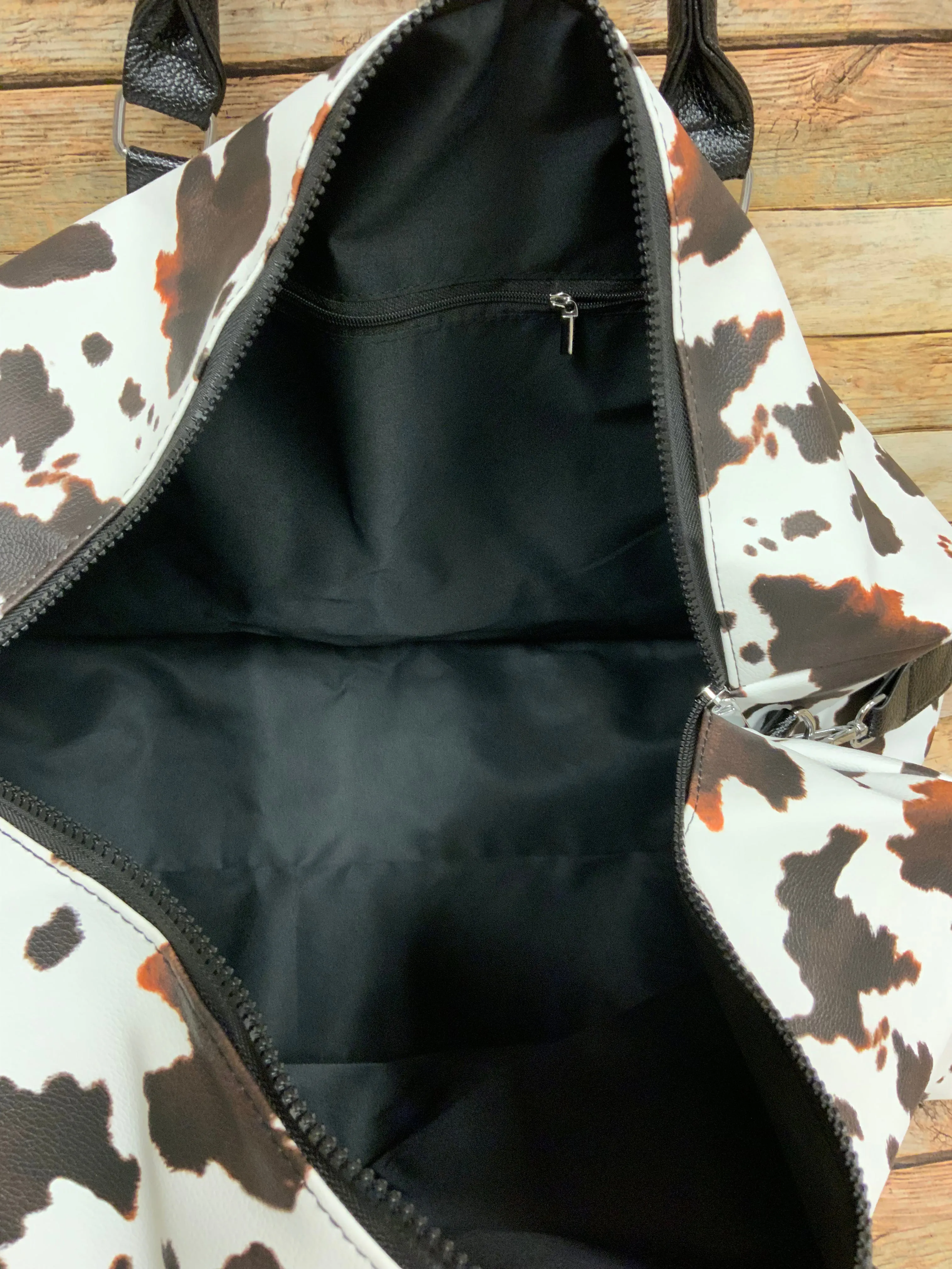 Western Cow Faux Leather Duffle Style Weekender