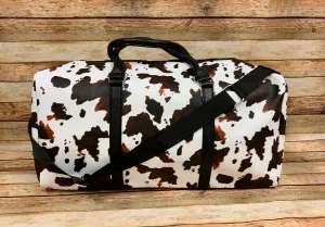 Western Cow Faux Leather Duffle Style Weekender